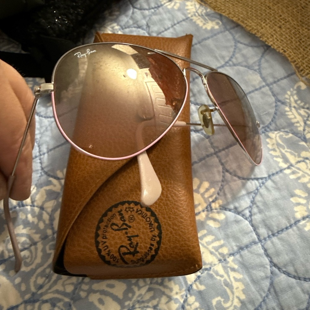 Ray-Ban Pink and Brown Aviator Sunglasses